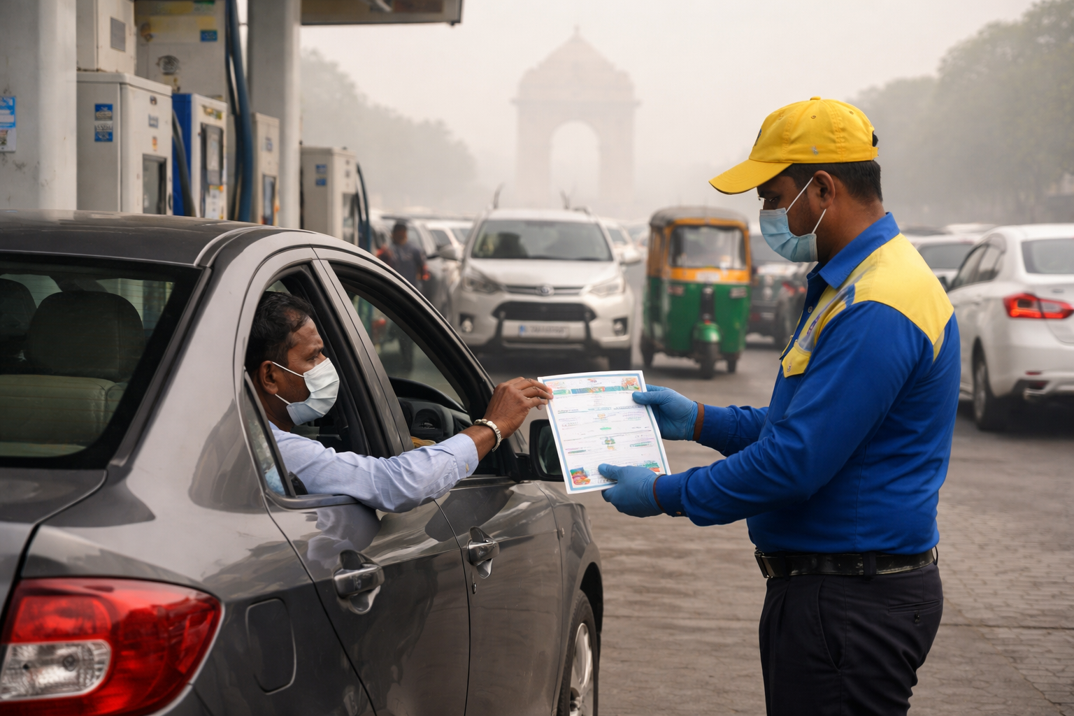 Delhi No PUC No Petrol Rule AQI Severe